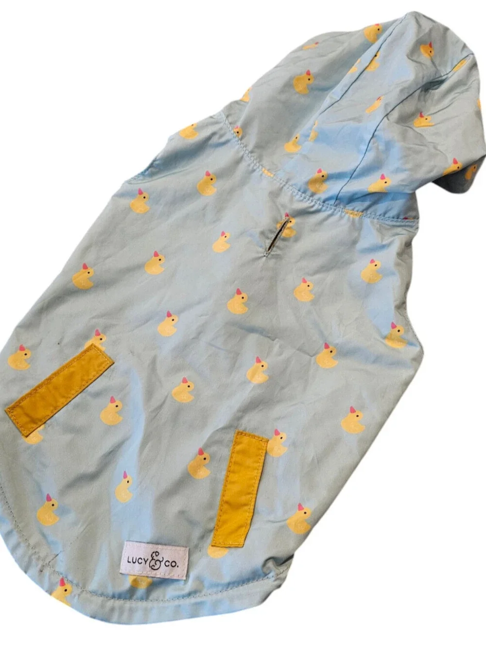 Lucy & Co. Lucky Ducky Reversible Raincoat for Dogs Sz M